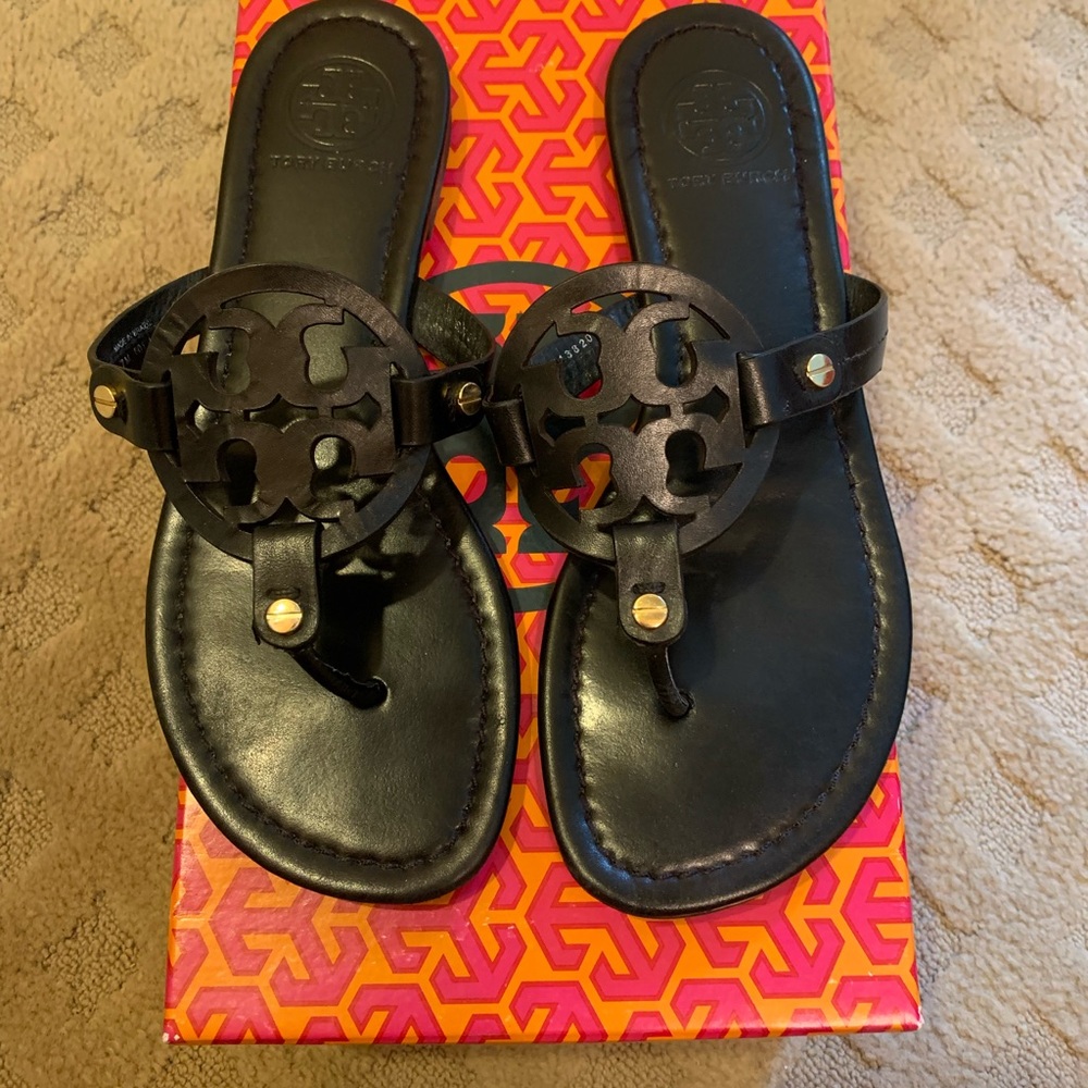 Tory Burch - Black Miller - Flat Sandal - Brand New In Box